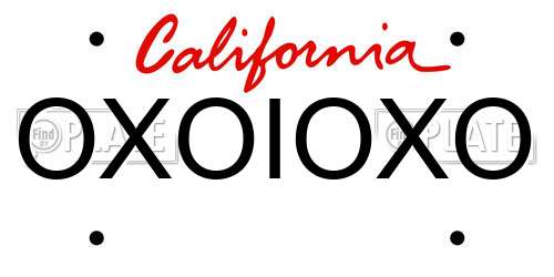 OXOIOXO California License Plate