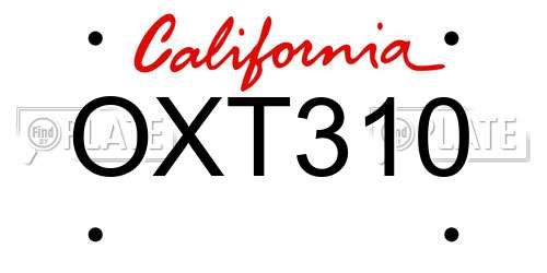 OXT310 California License Plate