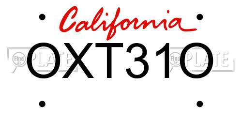OXT31O California License Plate