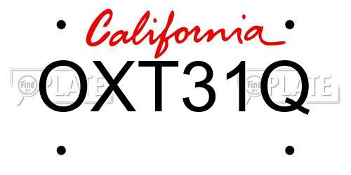 OXT31Q California License Plate