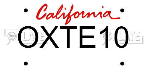 OXTE10 California License Plate