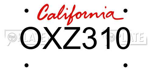 OXZ310 California License Plate