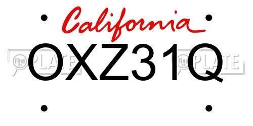 OXZ31Q California License Plate