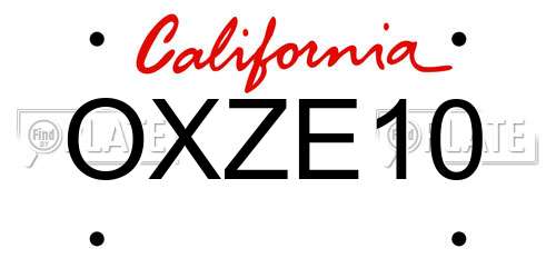 OXZE10 California License Plate