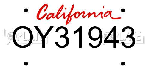 OY31943 California License Plate