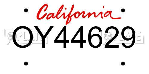 OY44629 California License Plate