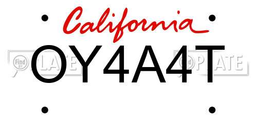 OY4A4T California License Plate