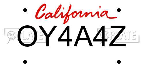 OY4A4Z California License Plate