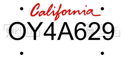 OY4A629 California License Plate