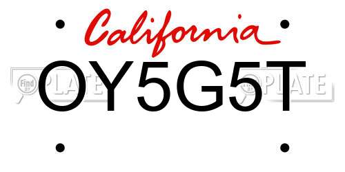 OY5G5T California License Plate