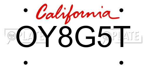 OY8G5T California License Plate