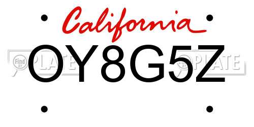 OY8G5Z California License Plate