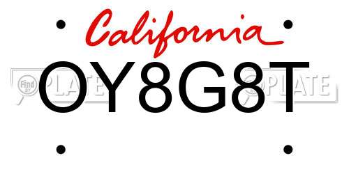 OY8G8T California License Plate