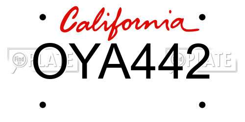 OYA442 California License Plate