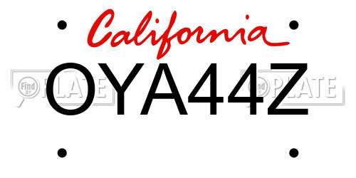 OYA44Z California License Plate