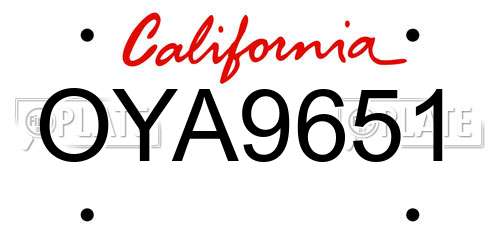 OYA9651 California License Plate
