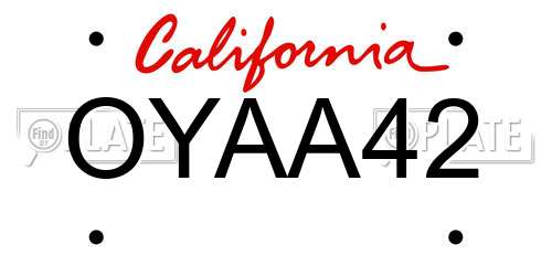 OYAA42 California License Plate