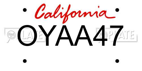 OYAA47 California License Plate