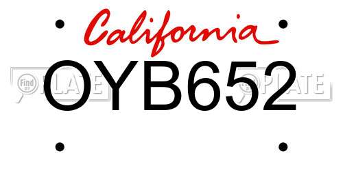 OYB652 California License Plate