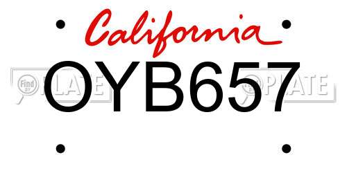 OYB657 California License Plate