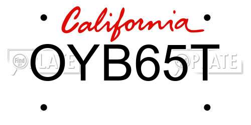 OYB65T California License Plate
