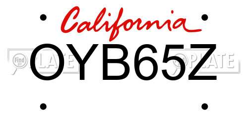 OYB65Z California License Plate
