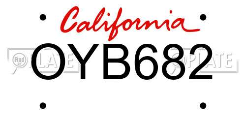 OYB682 California License Plate