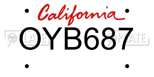 OYB687 California License Plate