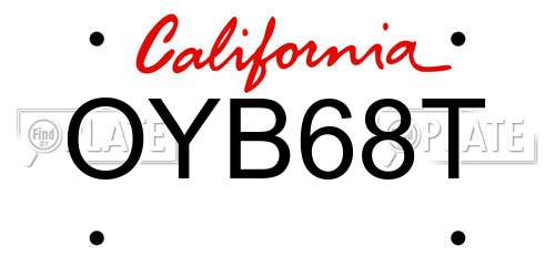 OYB68T California License Plate