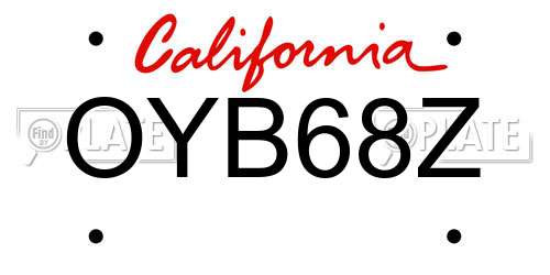 OYB68Z California License Plate