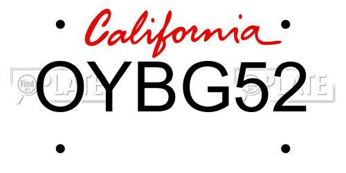 OYBG52 California License Plate