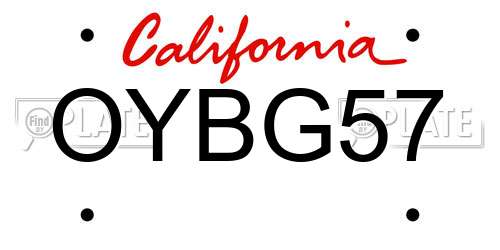 OYBG57 California License Plate