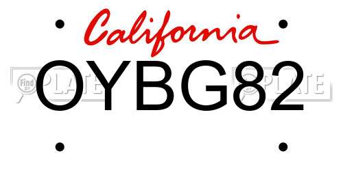 OYBG82 California License Plate