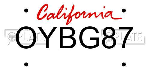 OYBG87 California License Plate