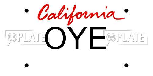 OYE California License Plate
