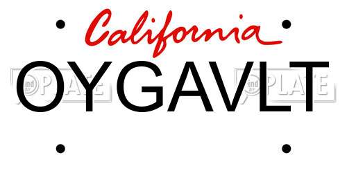 OYGAVLT California License Plate