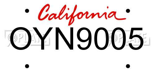 OYN9005 California License Plate