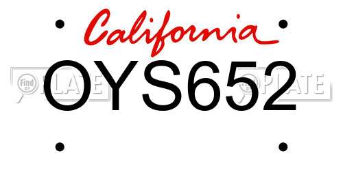 OYS652 California License Plate