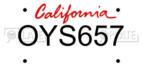 OYS657 California License Plate