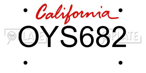 OYS682 California License Plate