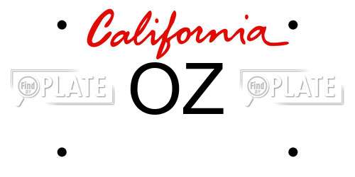 OZ California License Plate