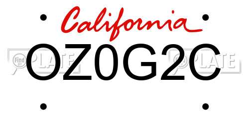 OZ0G2C California License Plate