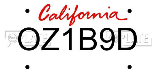 OZ1B9D California License Plate