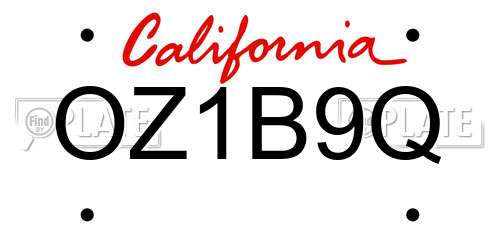 OZ1B9Q California License Plate