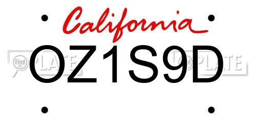 OZ1S9D California License Plate