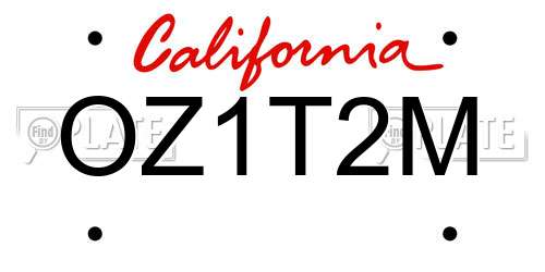 OZ1T2M California License Plate
