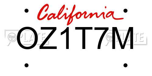 OZ1T7M California License Plate