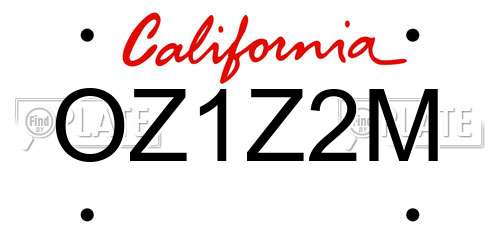 OZ1Z2M California License Plate