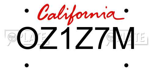 OZ1Z7M California License Plate