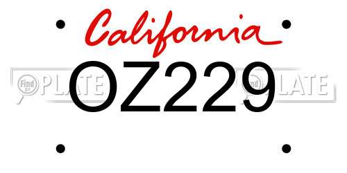 OZ229 California License Plate